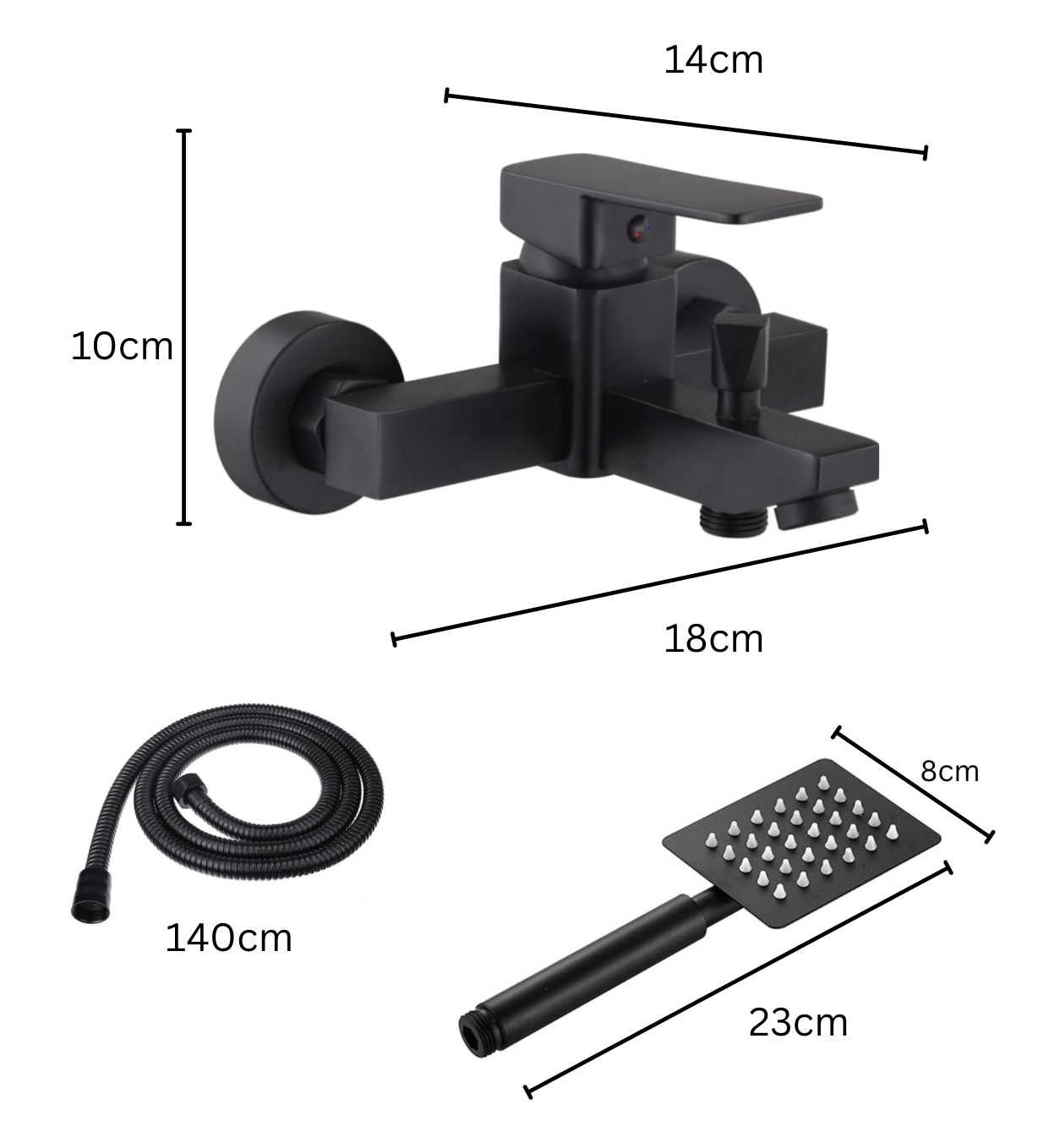 Exel Matt Black Bath Mixer - Brass