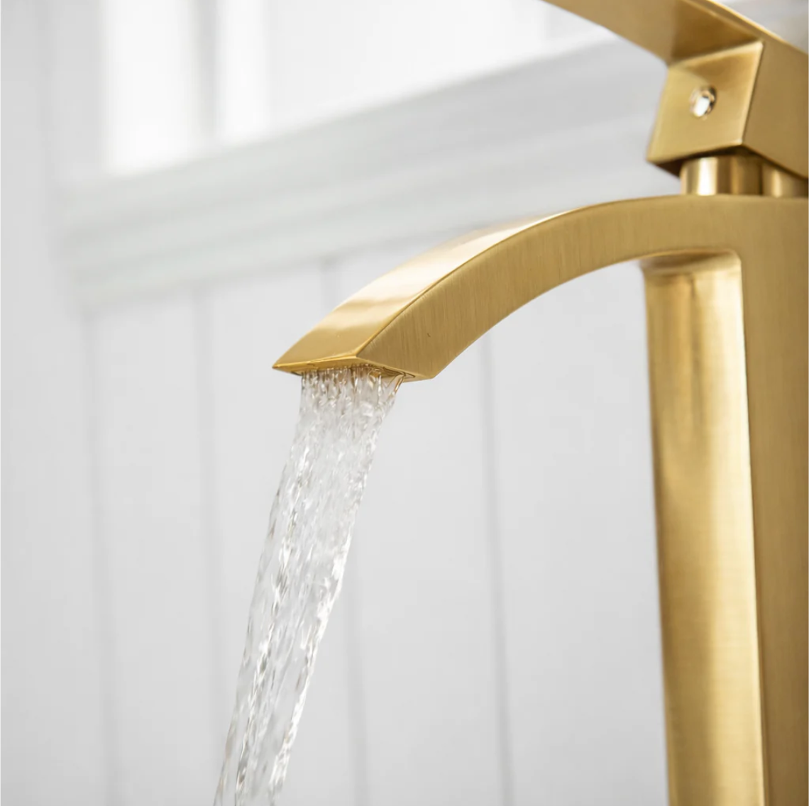 Exel Tall Curved Basin Mixer - Brushed Gold