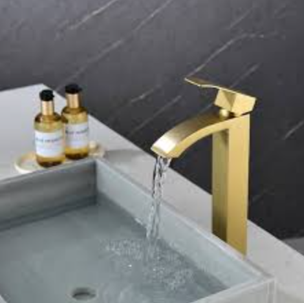 Exel Tall Curved Basin Mixer - Brushed Gold