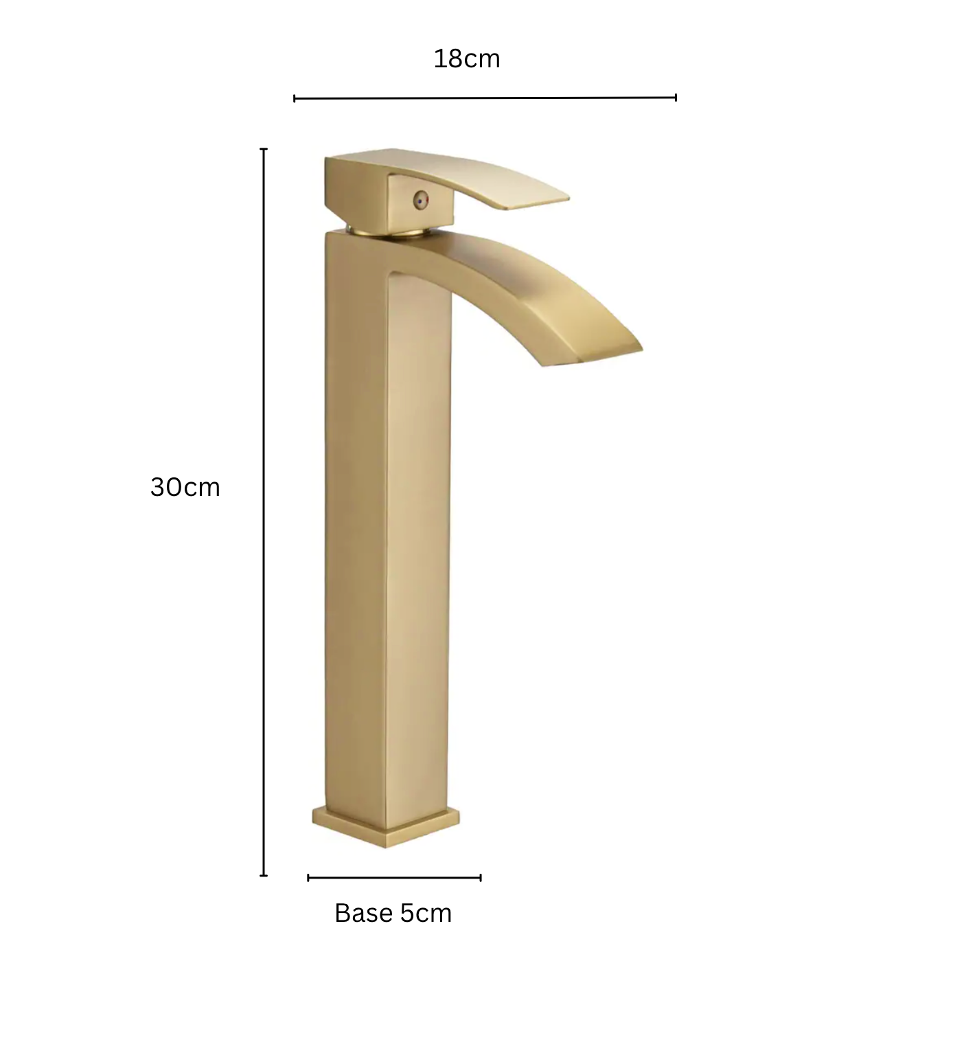Exel Tall Curved Basin Mixer - Brushed Gold
