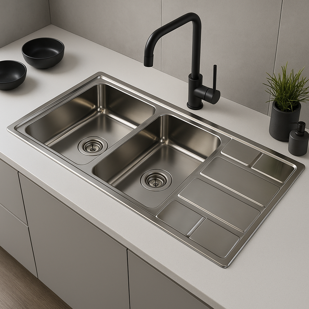 Exel Double Bowl With Side Kitchen Sink